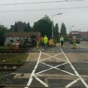 Botsing tussen trein en bulldozer, Maastricht, foto: @groningenhc