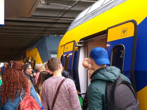 Drukte trein op Utrecht