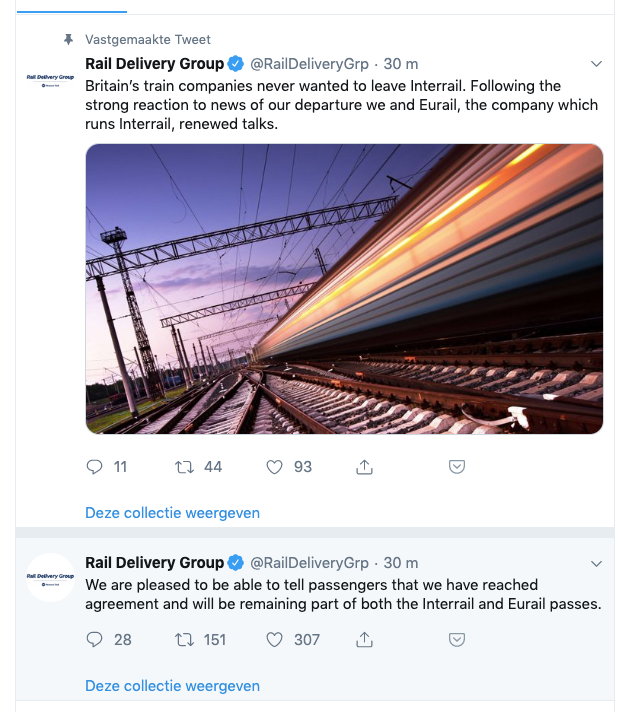 Tweet over Interrail van RDG